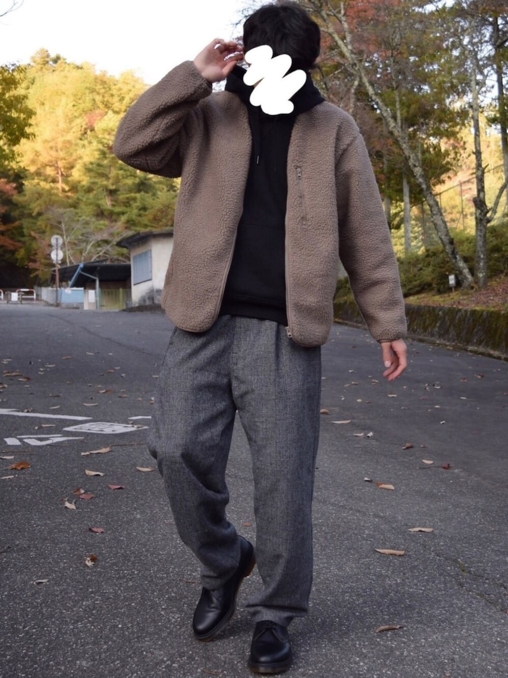 「冬コーデ、休日スタイル、秋のコーデ、シンプルコーデ、プチプラ、プチプラコーデ、GU、ジーユー、おしゃれさんと繋がりたい、ボア」｜「GUのアイテム（その他アウター、ベージュ系）」を使った、なおゑさん（メンズ・180cm）の秋コーディネートの1枚目の写真