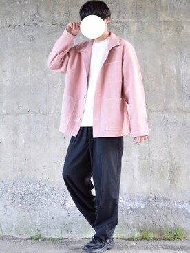 Gu ジーユー のその他アウター ピンク系 を使ったメンズ人気ファッションコーディネート Wear