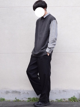 「アイテム（ベスト）」を使った、なおゑさん（メンズ・180cm）の冬コーディネート