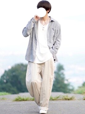 「ADRER（アドラー）の【ADRER】サイドジップレイヤードタンク（タンクトップ）」を使った、なおゑさん（メンズ・180cm）の夏コーディネート