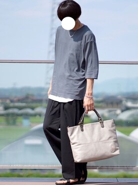 「ADRER（アドラー）の【ADRER】サイドジップレイヤードタンク（タンクトップ）」を使った、なおゑさん（メンズ・180cm）の夏コーディネート