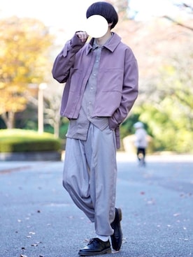 「ショートブルゾン」｜「アイテム（その他）」を使った、なおゑさん（メンズ・180cm）の秋コーディネート