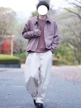 「ショートブルゾン」｜「アイテム（その他）」を使った、なおゑさん（メンズ・180cm）の秋コーディネート