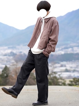 「ショートブルゾン」｜「アイテム（その他）」を使った、なおゑさん（メンズ・180cm）の秋コーディネート