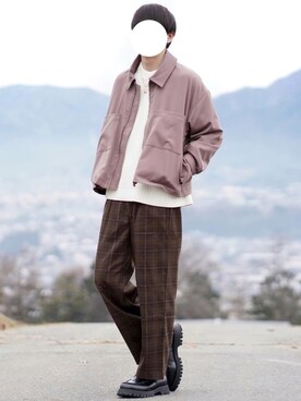 「ショートブルゾン」｜「アイテム（その他）」を使った、なおゑさん（メンズ・180cm）の冬コーディネート