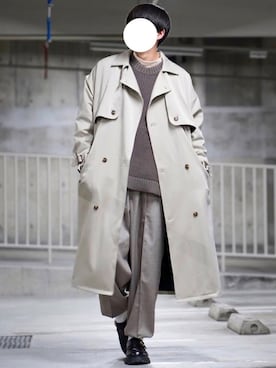 「EMMA  CLOTHES」｜「アイテム（トレンチコート）」を使った、なおゑさん（メンズ・180cm）の冬コーディネート