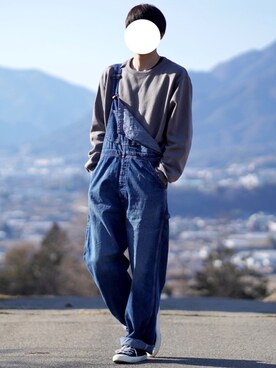 「Lee（リー）のアイテム（サロペット/オーバーオール）」を使った、なおゑさん（メンズ・180cm）の冬コーディネート