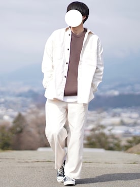 「アイテム（その他アウター、ホワイト系）」を使った、なおゑさん（メンズ・180cm）の春コーディネート