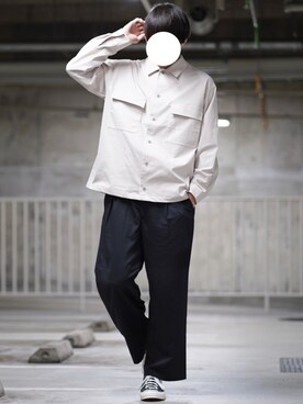 「アイテム（ミリタリージャケット、ホワイト系）」を使った、なおゑさん（メンズ・180cm）の春コーディネート