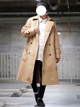 「epnok（エプノック）のアイテム（トレンチコート）」を使った、なおゑさん（メンズ・180cm）の春コーディネート