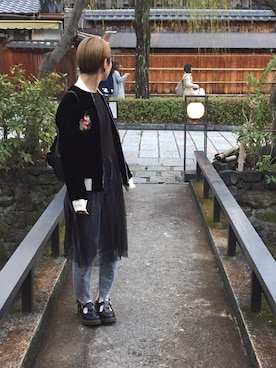 「HBNS（ハバノス）のアイテム（スタジャン）」を使った、mizさん（レディース・167cm）の春コーディネート