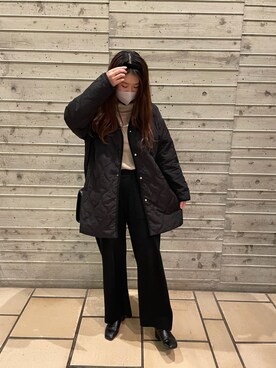 「GU（ジーユー）のアイテム（ジャケット/アウター、ブラック系）」を使った、rinoさん（レディース・165cm）の春コーディネート