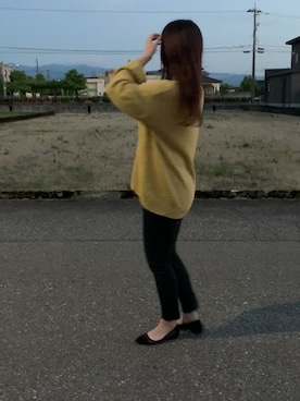 「LEPSIM（レプシィム）の【洗える】ミドルゲージスラブニット　924797（ニット/セーター、イエロー系）」を使った、rinoさん（レディース・165cm）の春コーディネート