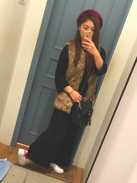 「MichaelKors」｜「アイテム（ハンチング/ベレー帽）」を使った、Ｐさん（レディース・160cm）の冬コーディネート