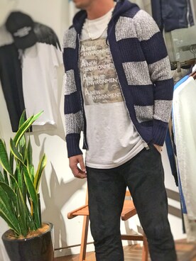 「SIDE SLOPE（サイドスロープ）のアイテム」を使った、鈴木健之さん（メンズ・180cm）の冬コーディネート