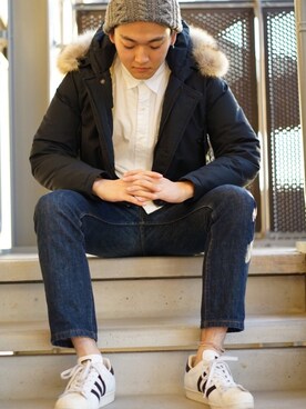「いいね返し」｜「アイテム（ニットキャップ/ビーニー）」を使った、けいたさん（メンズ・176cm）の冬コーディネート