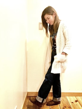 「ロングカーディガン」｜noguchiさん（レディース・159cm）の冬コーディネート