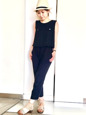 「Minnetonka（ミネトンカ）のアイテム（サンダル、ベージュ系）」を使った、noguchiさん（レディース）の夏コーディネート