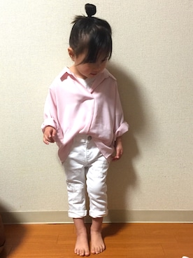 「とろみシャツ」｜「アイテム（その他）」を使った、さらさん（キッズ・100cm）の春コーディネート