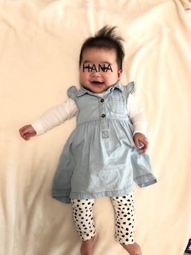 「H&M（エイチ・アンド・エム）のアイテム（チュニック）」を使った、hanaさん（キッズ・70cm）の春コーディネート