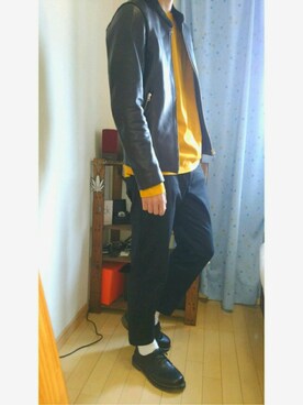 「アンクルパンツ」｜「アイテム（ライダースジャケット）」を使った、Kazukiさん（メンズ・168cm）の春コーディネート