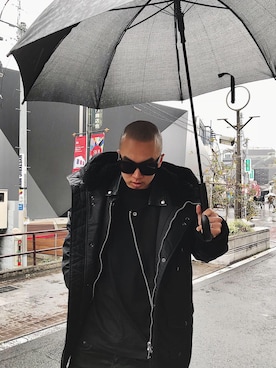 「ALLSAINTS（オールセインツ）のアイテム（ライダースジャケット）」を使った、Mameさん（メンズ・168cm）の冬コーディネート