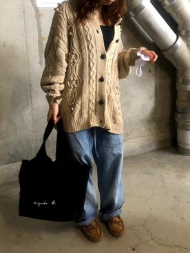 「agnes b.（アニエスベー）のアイテム（トートバッグ、ブラック系）」を使った、＊tappen33＊さん（レディース・153cm）の秋コーディネート