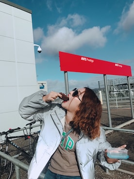 「GAP（ギャップ）のアイテム（ジャージ）」を使った、Ann Kuoさん（レディース・158cm）の秋コーディネート