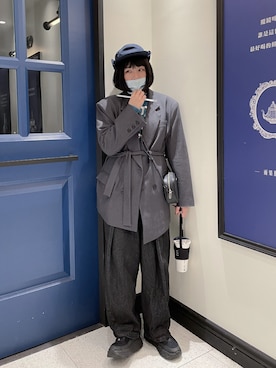 「西裝外套」｜「アイテム（帽子）」を使った、Hoobbeさん（レディース・158cm）の冬コーディネート
