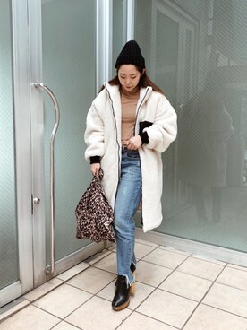 「ニット帽コーデ」｜「アイテム（その他アウター）」を使った、hannannyさん（レディース・153cm）の冬コーディネート