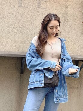 「平成最後のWEARISTAセンバツ」｜「アイテム（デニムジャケット）」を使った、hannannyさん（レディース・153cm）の春コーディネート
