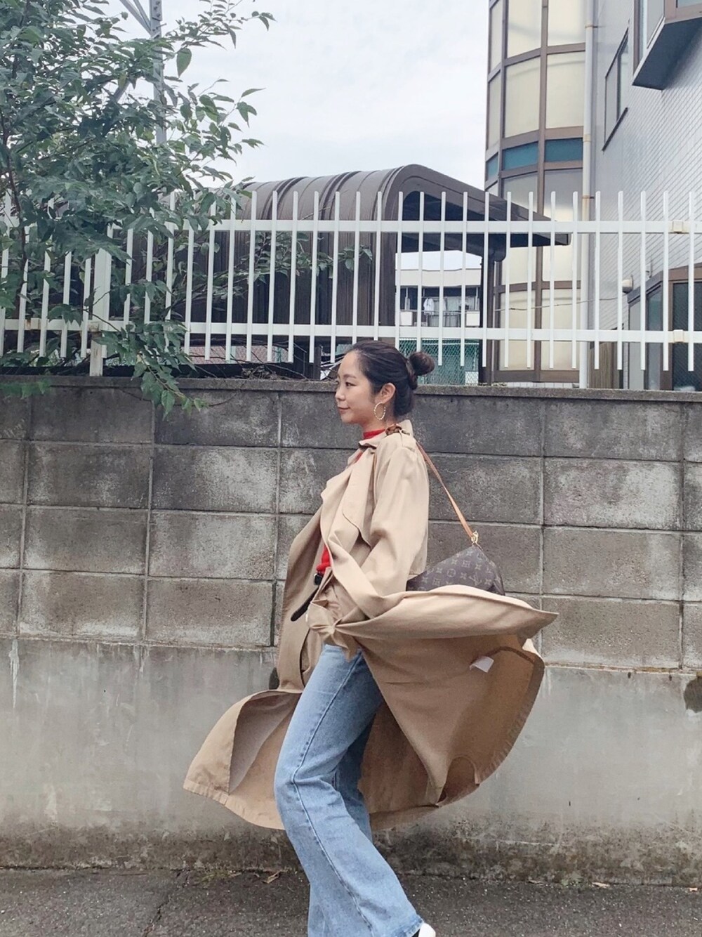 「no brandのアイテム（その他、レッド系）」を使った、hannannyさん（レディース・153cm）の秋コーディネートの1枚目の写真
