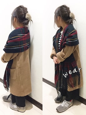 「前髪ぱっつん」｜Saku＊Hanaさん（キッズ・110cm）の冬コーディネート