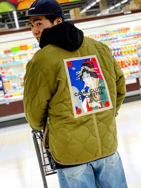 「キャメルクラッチオーケストラのアイテム（その他アウター、グリーン系）」を使った、sukeryo5さん（メンズ）の春コーディネート