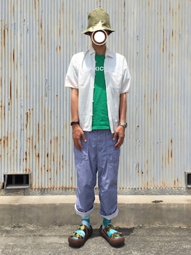 「パッカリングパンツ」｜ な さん（メンズ・173cm）の夏コーディネート