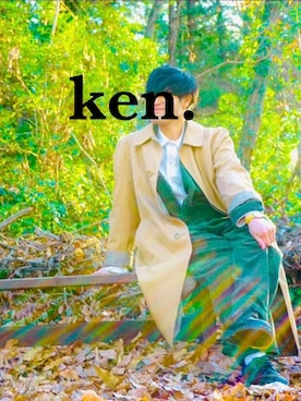 「no brand（ノーブランド）のアイテム（トレンチコート）」を使った、ken.さん（メンズ・177cm）の夏コーディネート