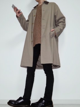 「Confirm（コンファーム）のアイテム（トレンチコート）」を使った、shiroさん（メンズ・170cm）の冬コーディネート
