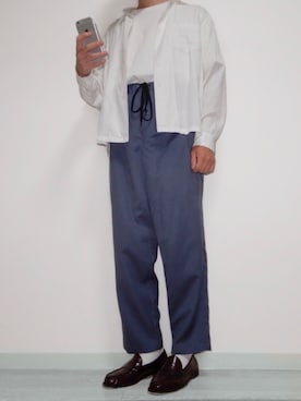 「THEE（シー）のアイテム（パンツ）」を使った、shiroさん（メンズ・170cm）の秋コーディネート