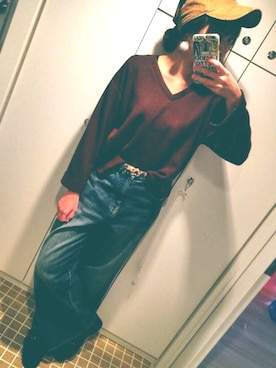 「ヒョウ柄ベルト」｜Mar⋆｡˚✩さん（レディース・158cm）の冬コーディネート