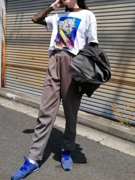 「シースルー」｜「アイテム（デニムジャケット）」を使った、acupofteaさん（レディース・155cm）の春コーディネート