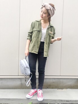 「Grafeaのアイテム」を使った、安中亜美さん（レディース・148cm）の夏コーディネート