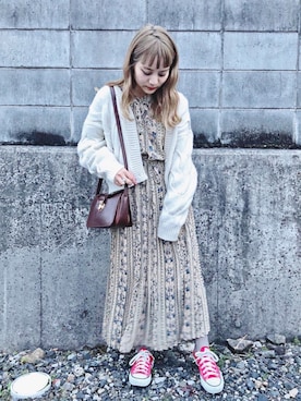 「ADAM ET ROPE'（アダムエロペ）のクロスボディーバッグ（ショルダーバッグ）」を使った、安中亜美さん（レディース・149cm）の冬コーディネート