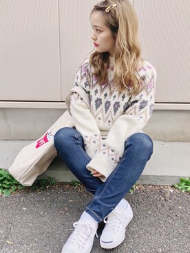 安中亜美さんの「【スタイルアップスキニーパンツ】STYLEUPSKINNY」を使ったコーディネート