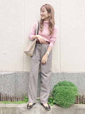 「flower（フラワー）のアイテム（パンツ）」を使った、安中亜美さん（レディース・149cm）の秋コーディネート