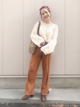 「Another Edition（アナザーエディション）のアイテム（ブーツ）」を使った、安中亜美さん（レディース・149cm）の秋コーディネート
