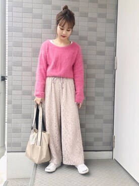 「flower（フラワー）のアイテム（パンツ）」を使った、安中亜美さん（レディース・149cm）の冬コーディネート