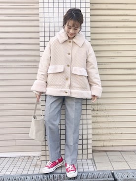 「flower（フラワー）のアイテム（パンツ）」を使った、安中亜美さん（レディース・149cm）の冬コーディネート