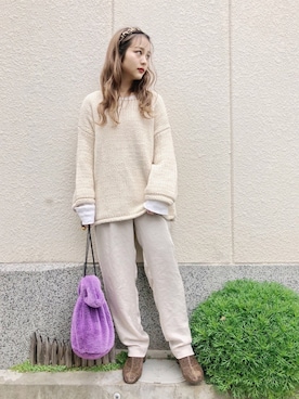 「Another Edition（アナザーエディション）のアイテム（ブーツ）」を使った、安中亜美さん（レディース・149cm）の冬コーディネート