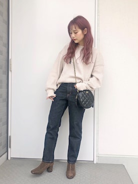 「Another Edition（アナザーエディション）のアイテム（ブーツ）」を使った、安中亜美さん（レディース・149cm）の冬コーディネート