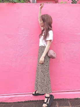 「chapter world（チャプターワールド）のアイテム（シューズ）」を使った、安中亜美さん（レディース・149cm）の夏コーディネート